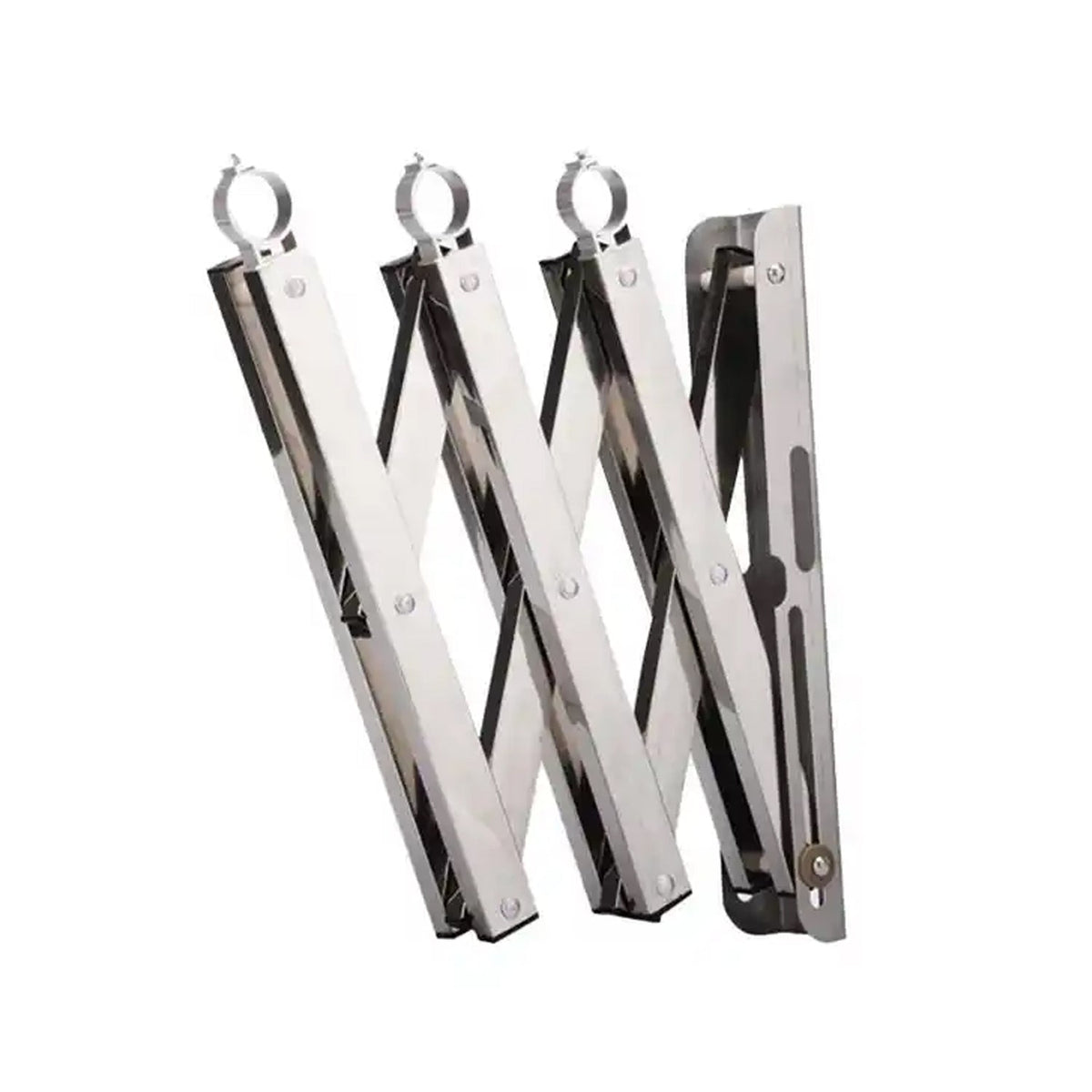 Close-up of the durable stainless steel bracket and mounting hardware for the clothes rail.
