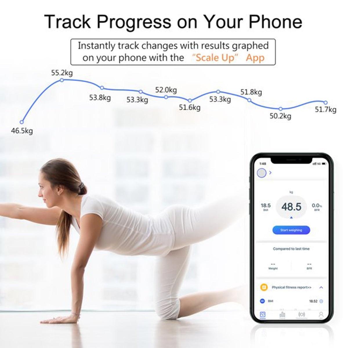 User stepping on the VelvaBloom Smart Body Weight Scale for a comprehensive check-up.